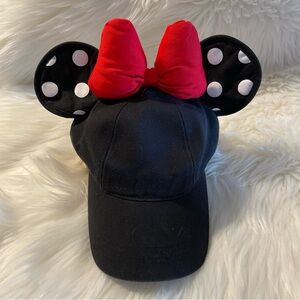 🎁3/$30 Disney Minnie Mouse Black Polka Dot Ears Cap with Red Bow